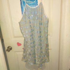 Juniors lined light blue floral dress, size M